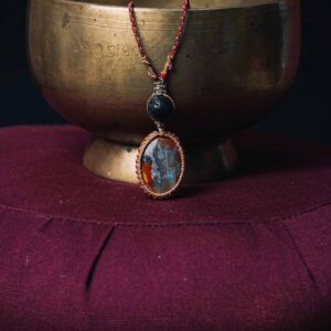 Lava stone necklace Crazy Lace Agate grounding